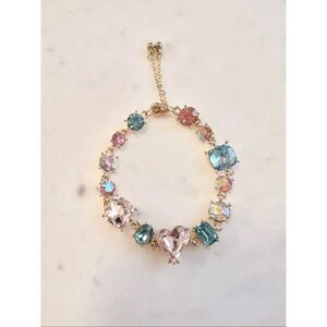 Iridescent pink and blue rhinestone toggle friendship bracelet